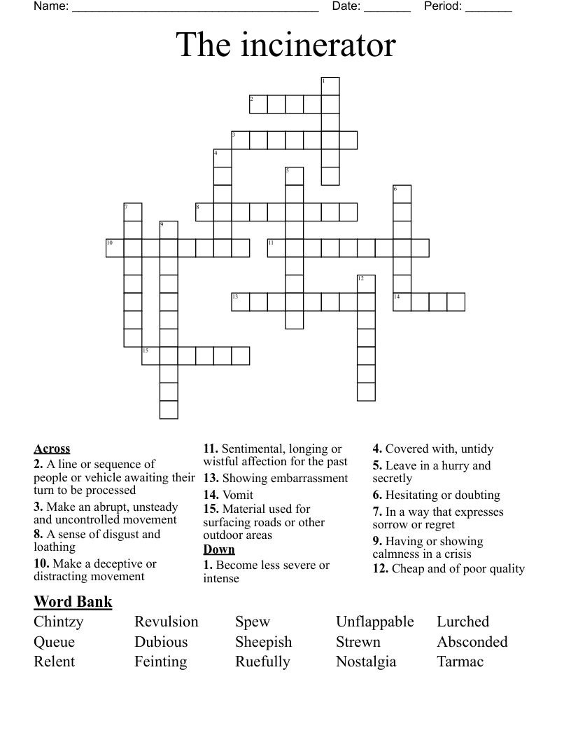 The incinerator Crossword