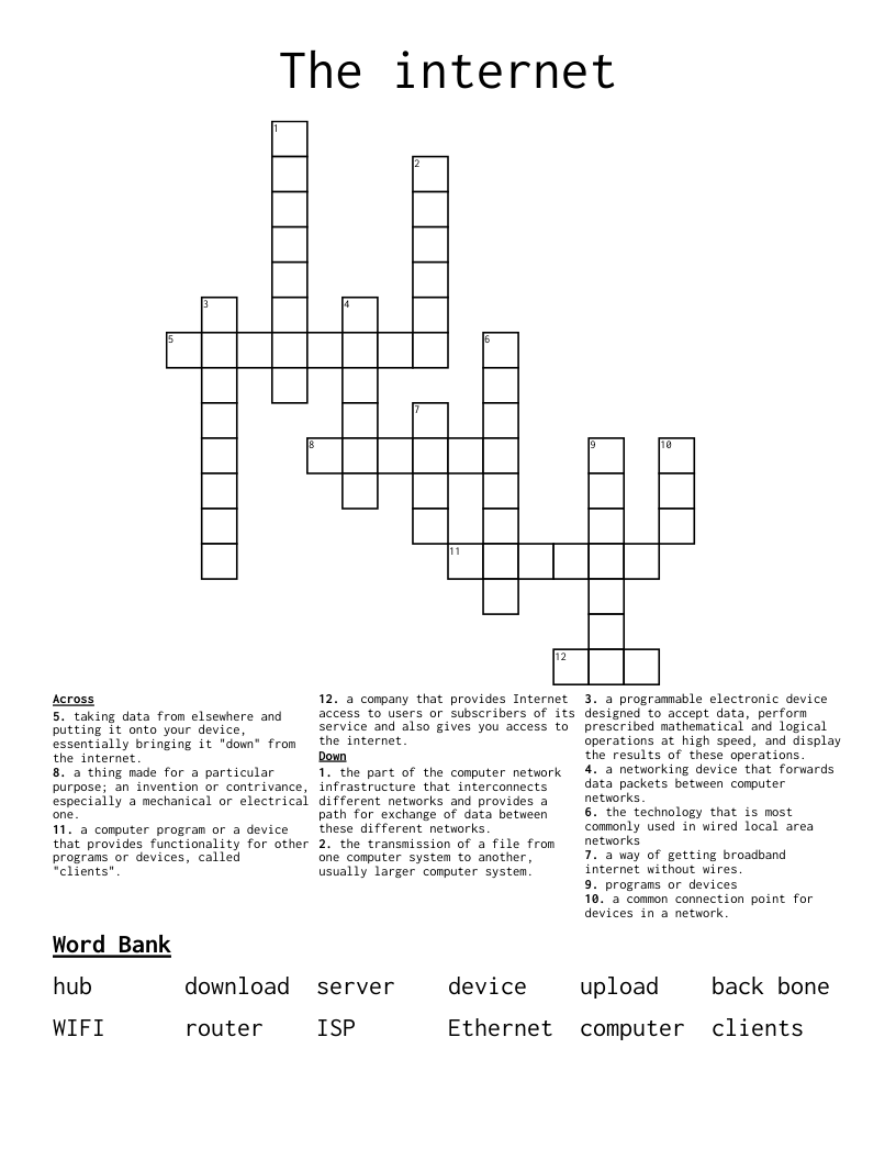 The internet Crossword