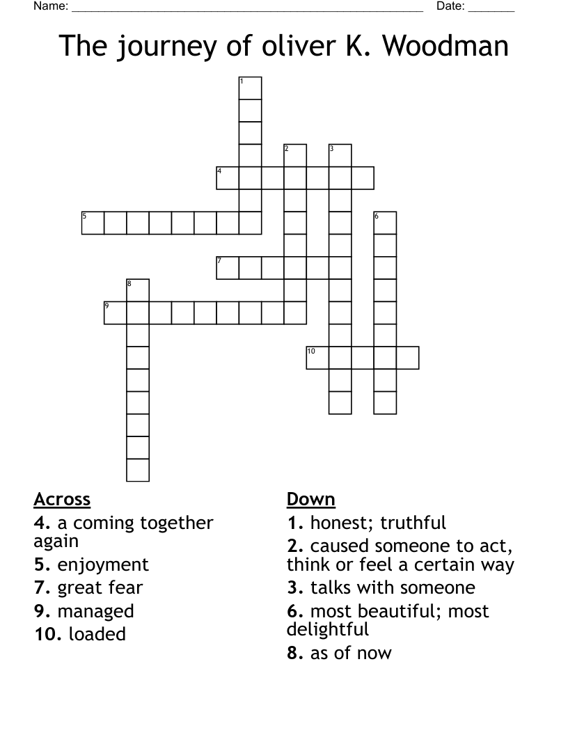 The journey of oliver K. Woodman Crossword