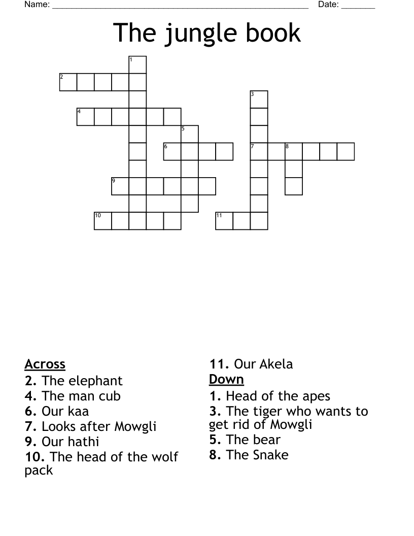 The jungle book Crossword
