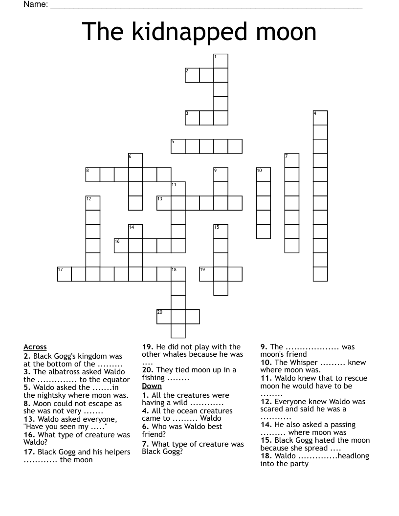 The kidnapped moon Crossword