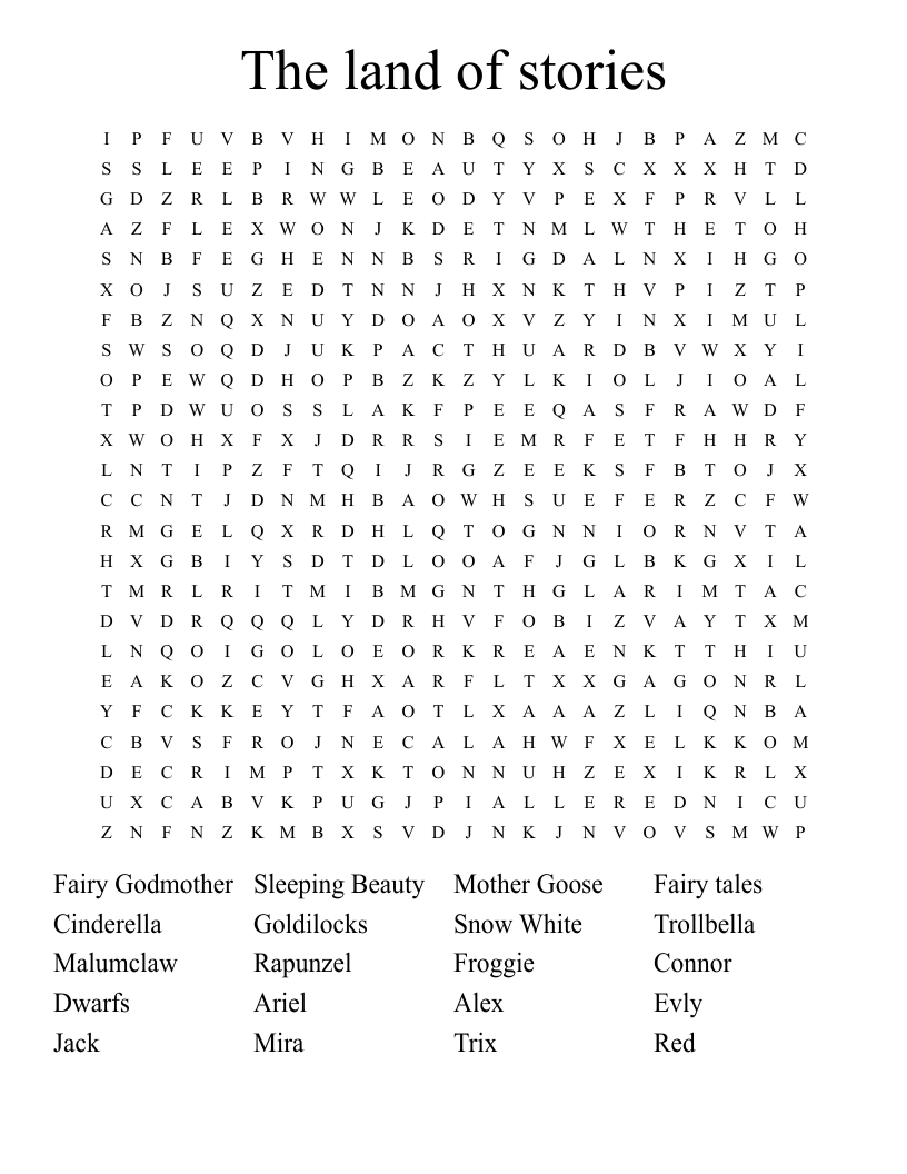 The land of stories  Word Search