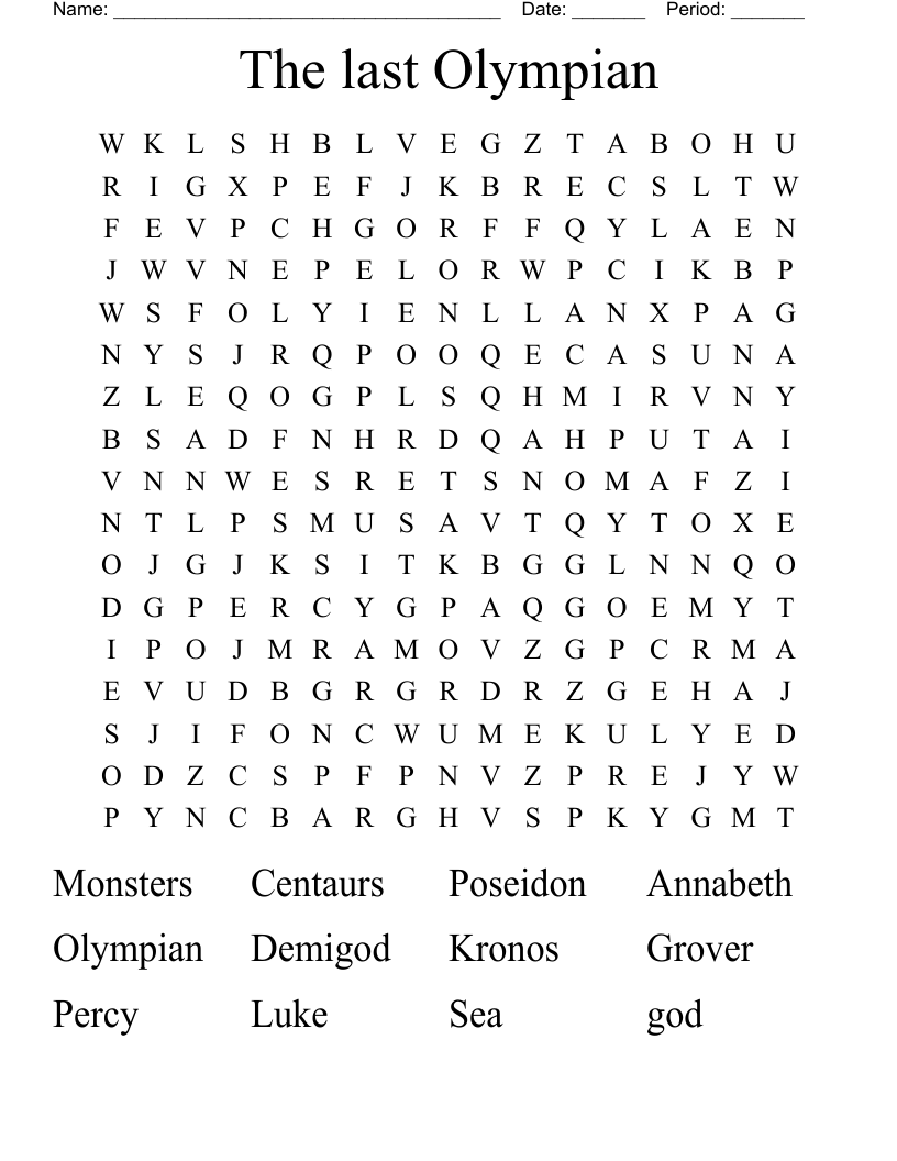 The last Olympian  Word Search
