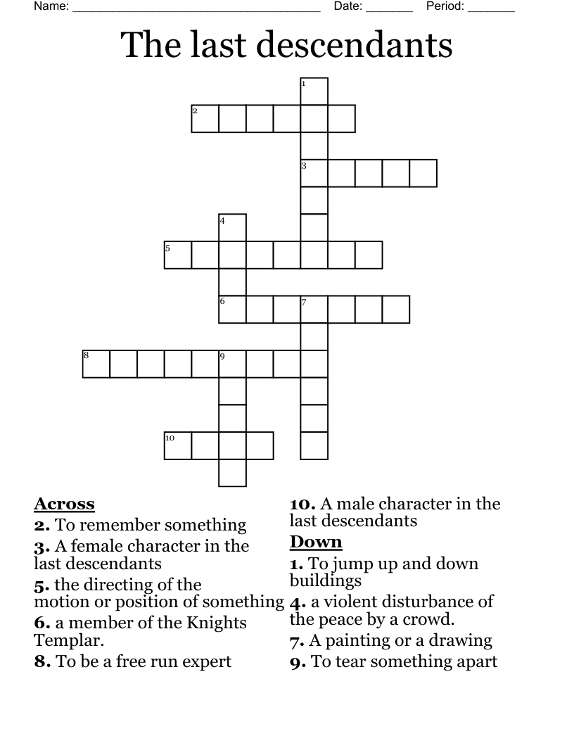 The last descendants  Crossword