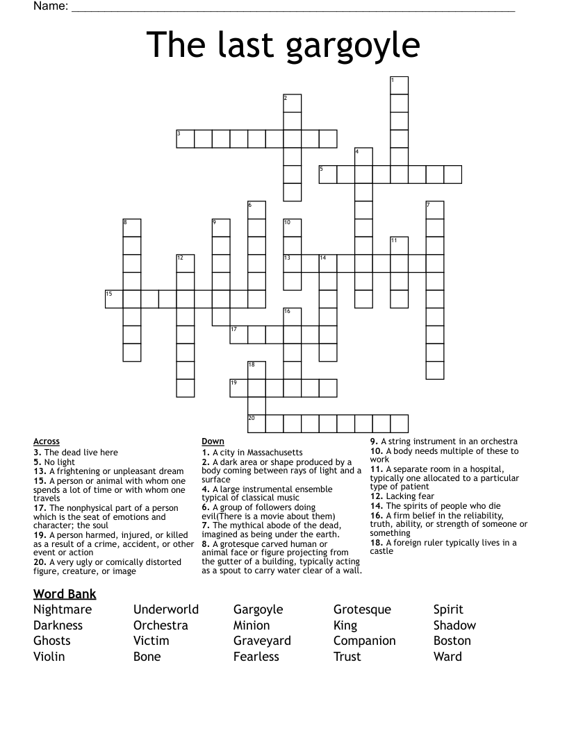 The last gargoyle Crossword