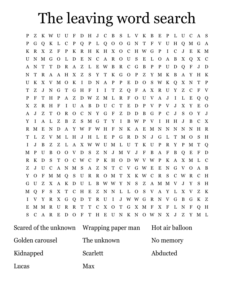 The leaving word search 