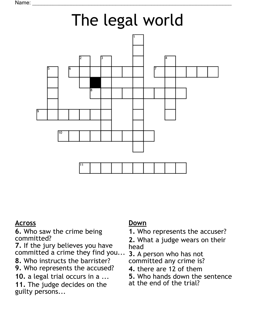 The legal world Crossword