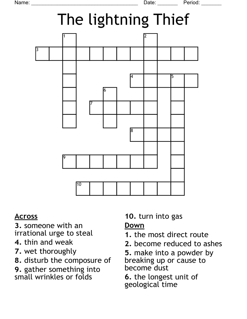 The lightning Thief Crossword