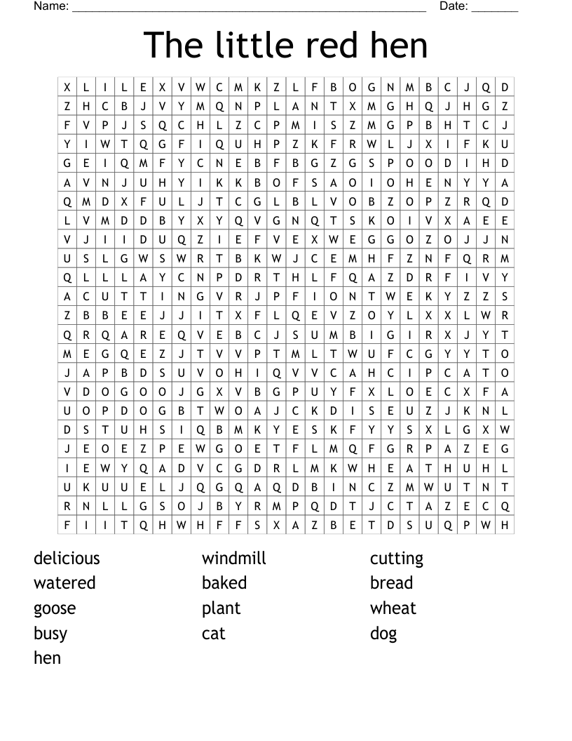 The little red hen  Word Search