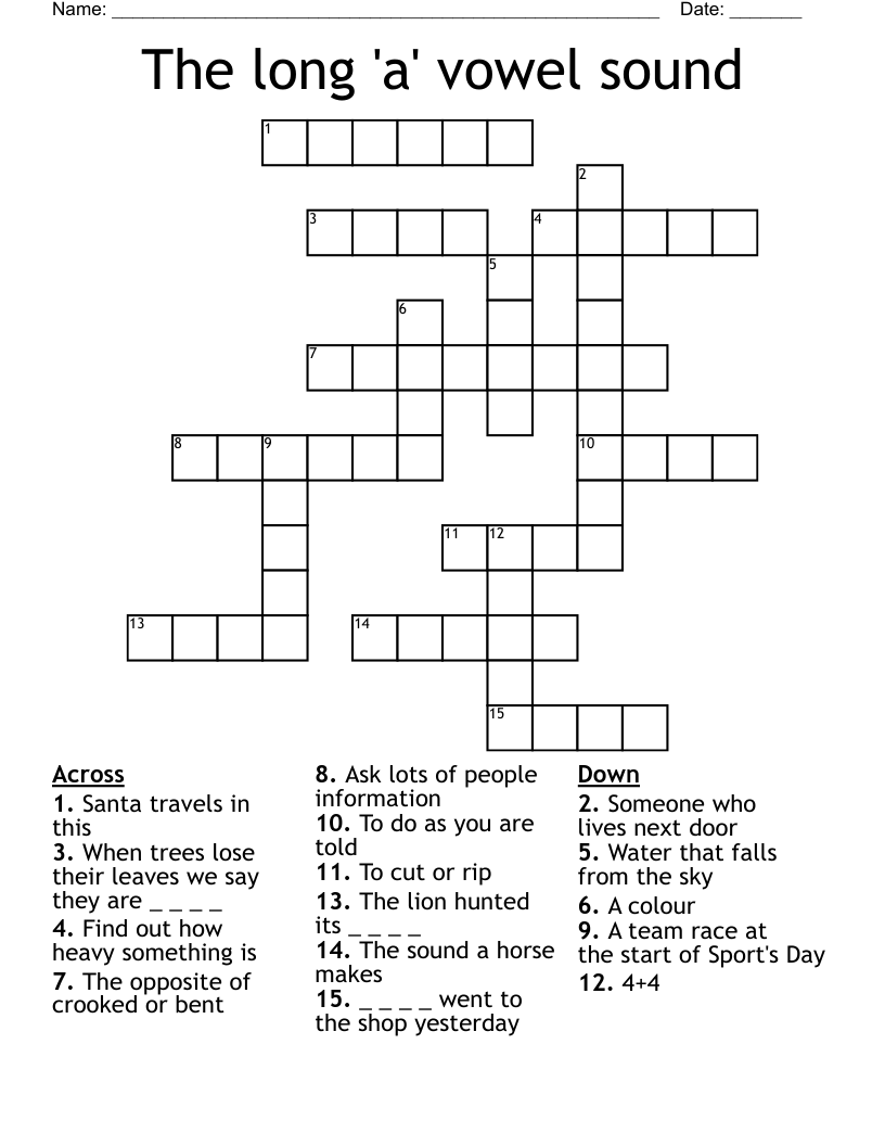 The long 'a' vowel sound Crossword