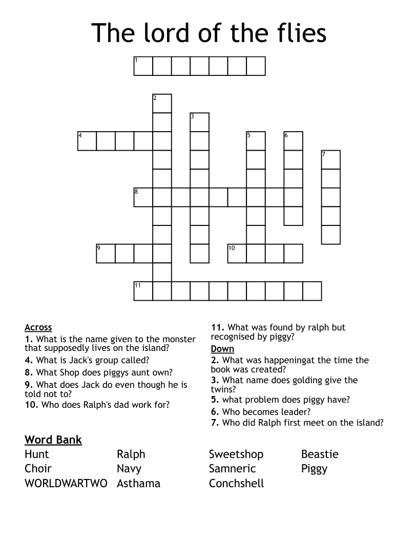 The lord of the flies Crossword