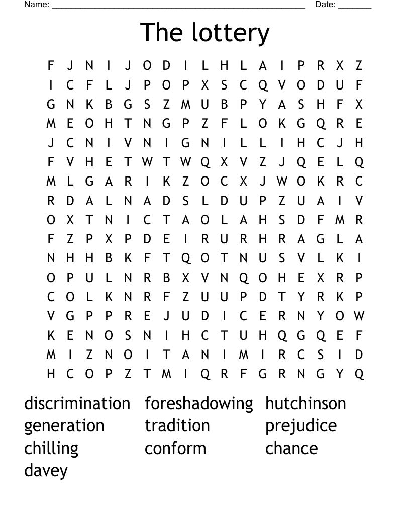The lottery Word Search
