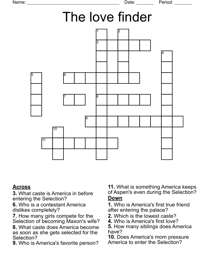 The love finder Crossword