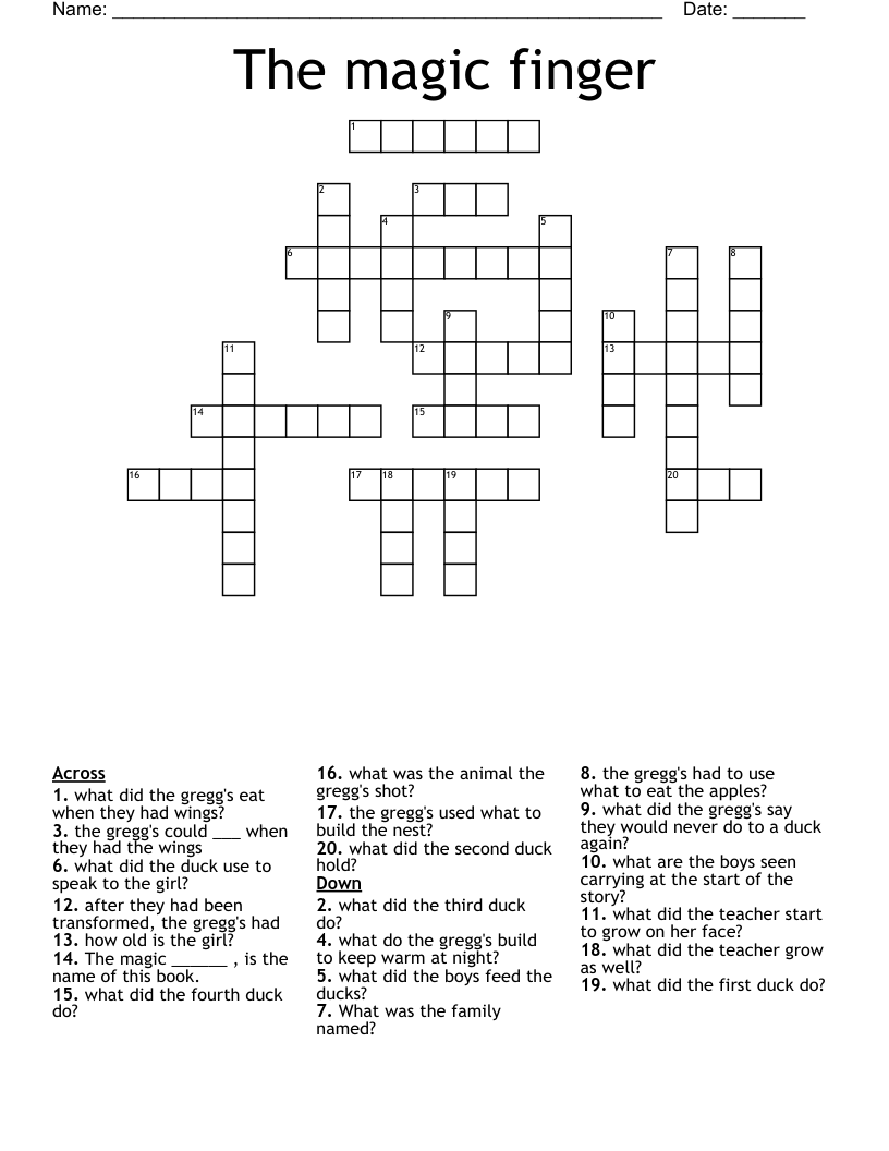 The magic finger Crossword