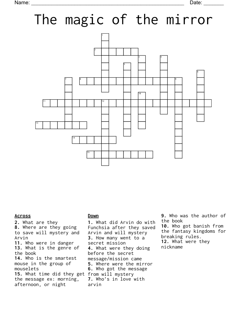 The magic of the mirror Crossword