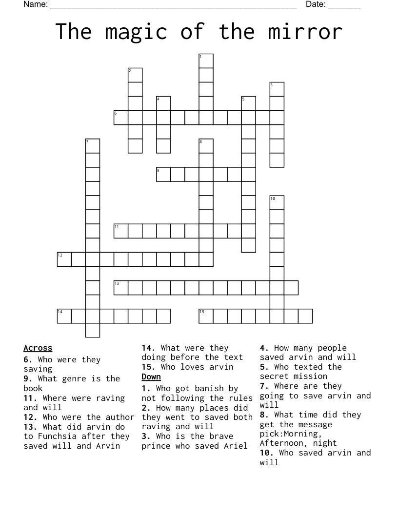 The magic of the mirror  Crossword