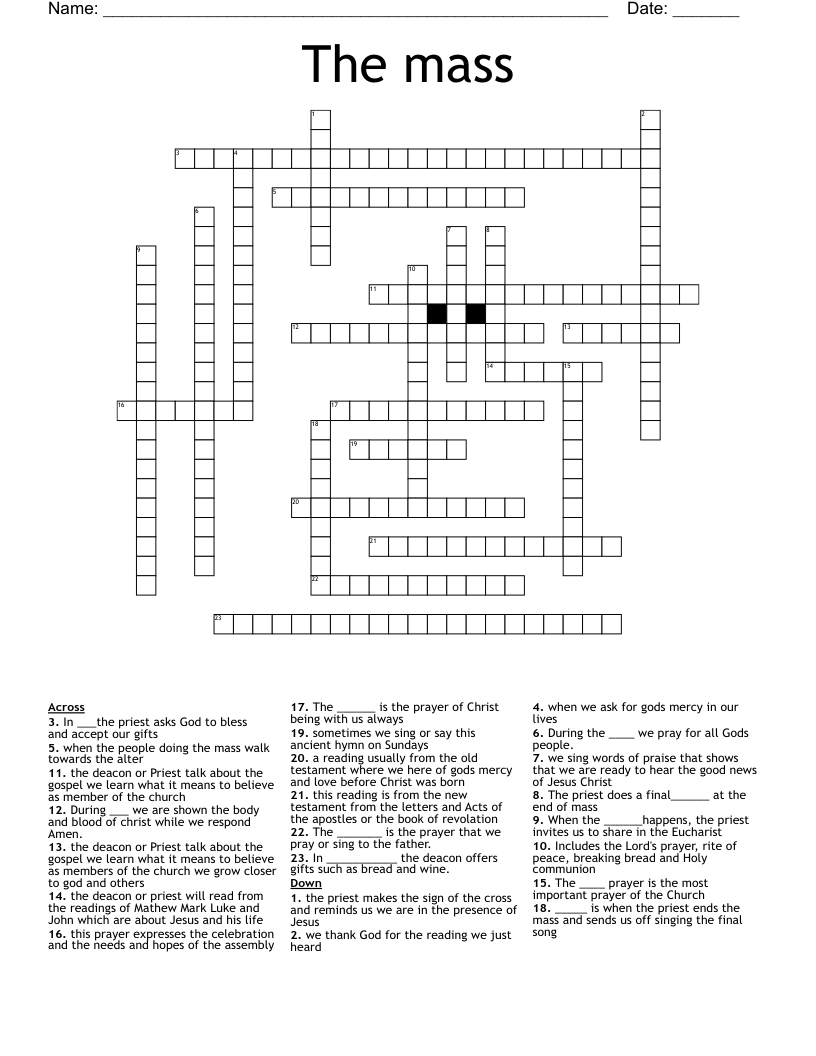 The mass Crossword