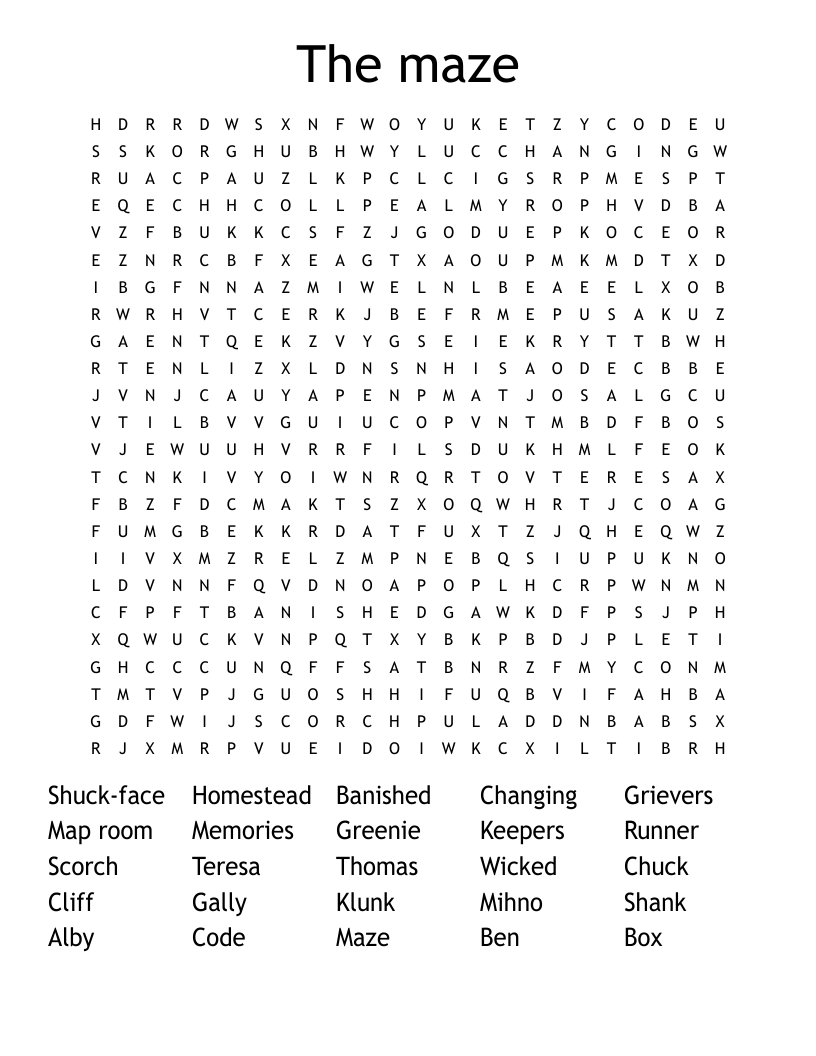The maze Word Search
