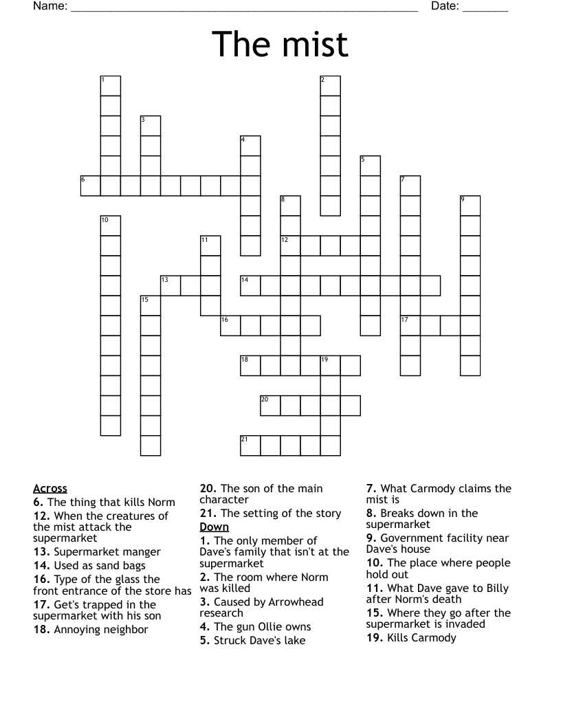 The mist Crossword