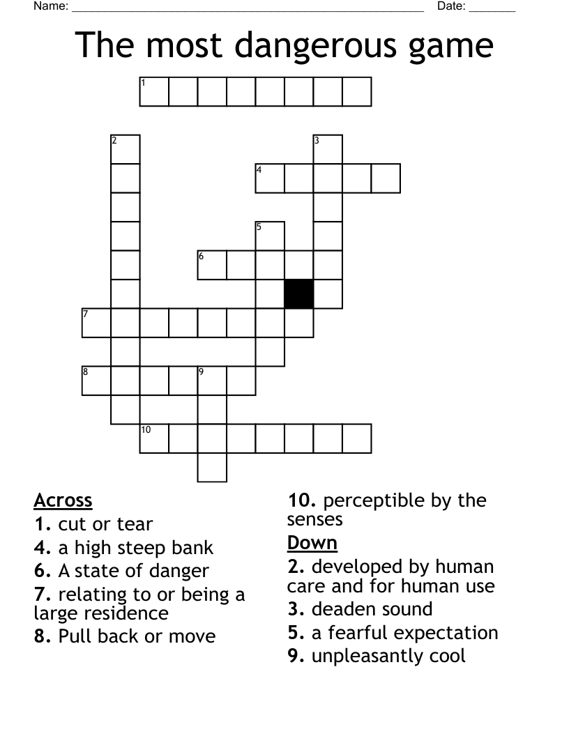 The most dangerous game Crossword