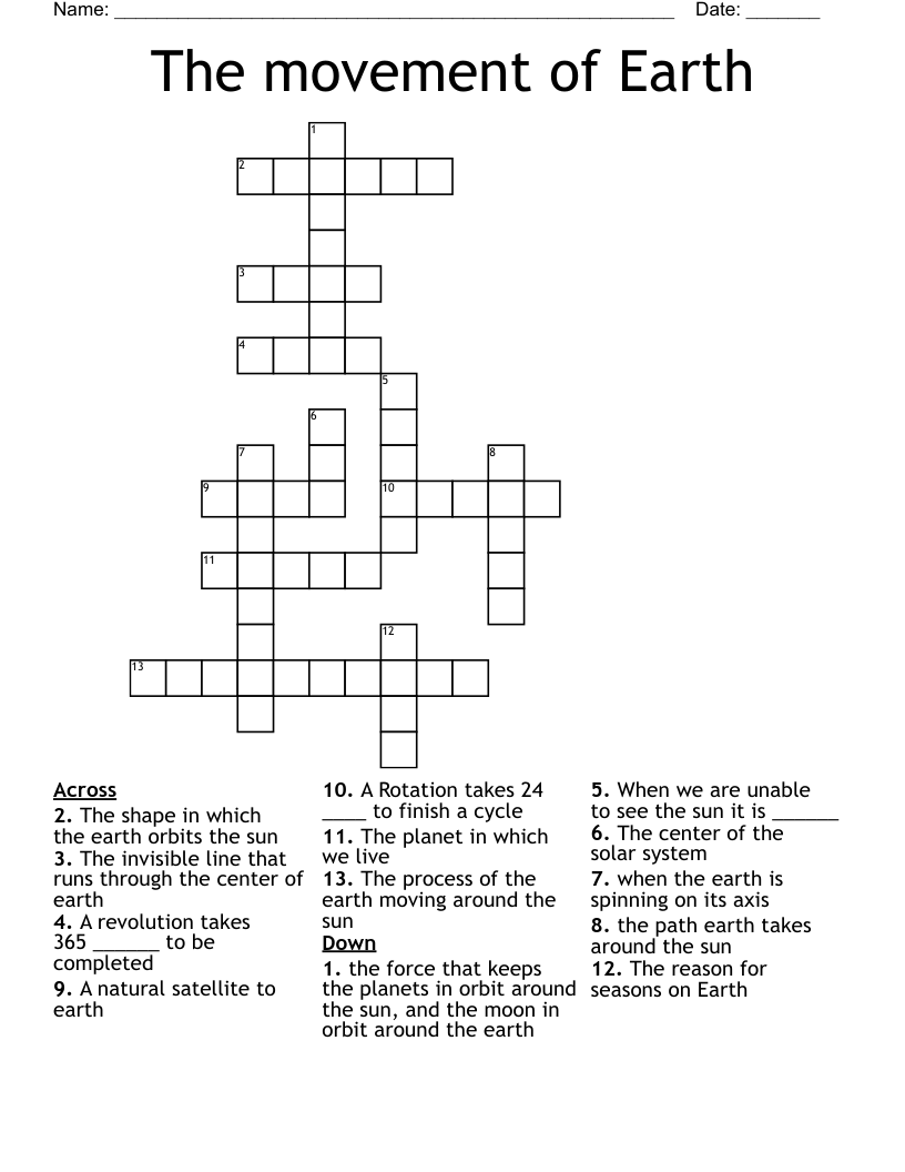 The movement of Earth  Crossword