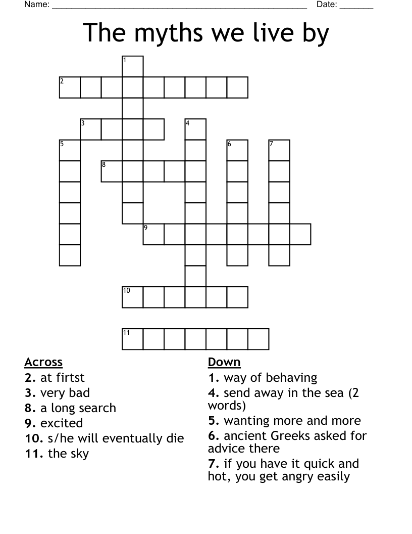 The myths we live by Crossword