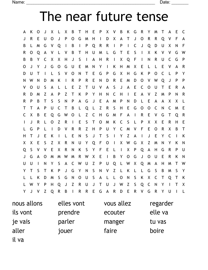 The near future tense Word Search