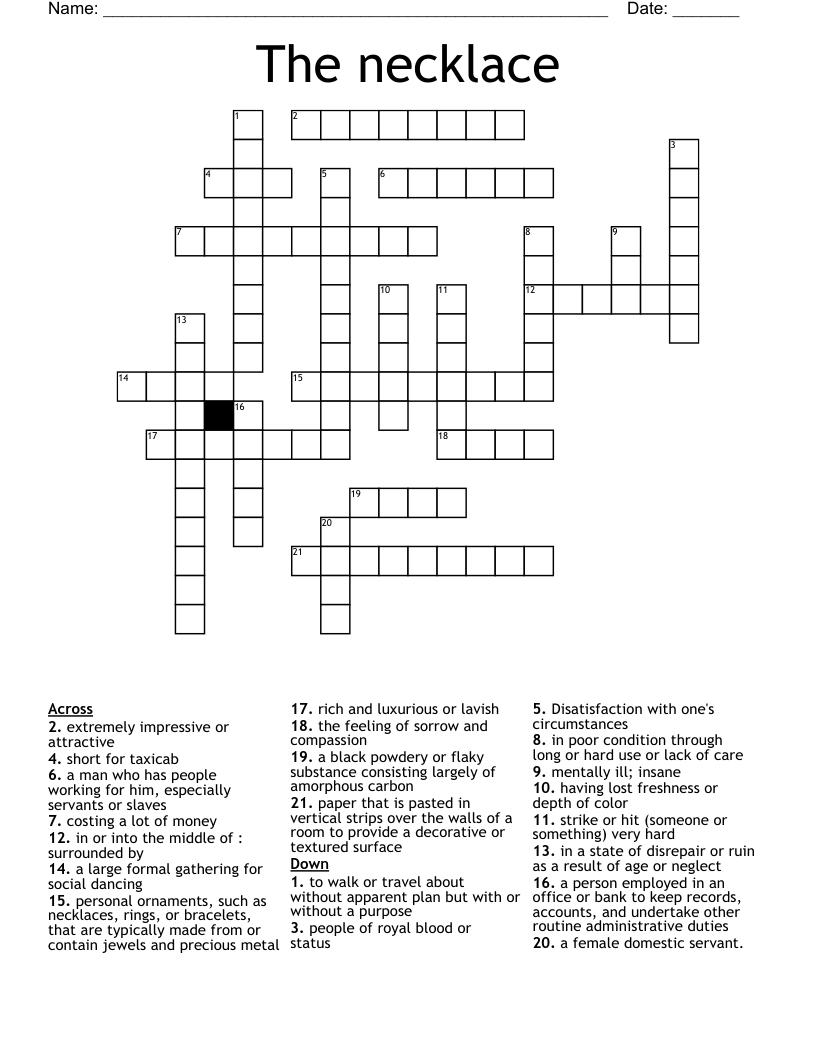 The necklace Crossword