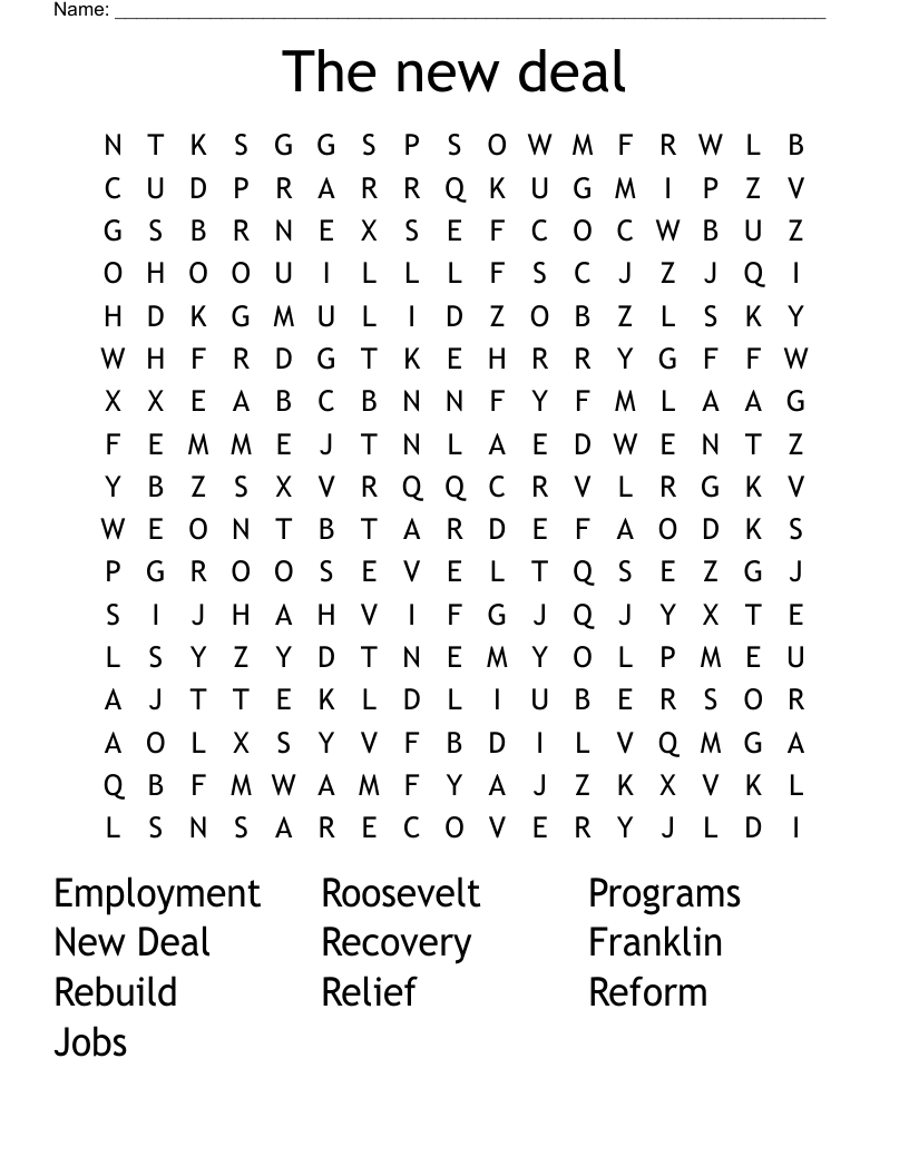 The new deal Word Search