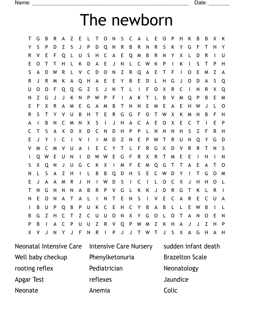 The newborn  Word Search