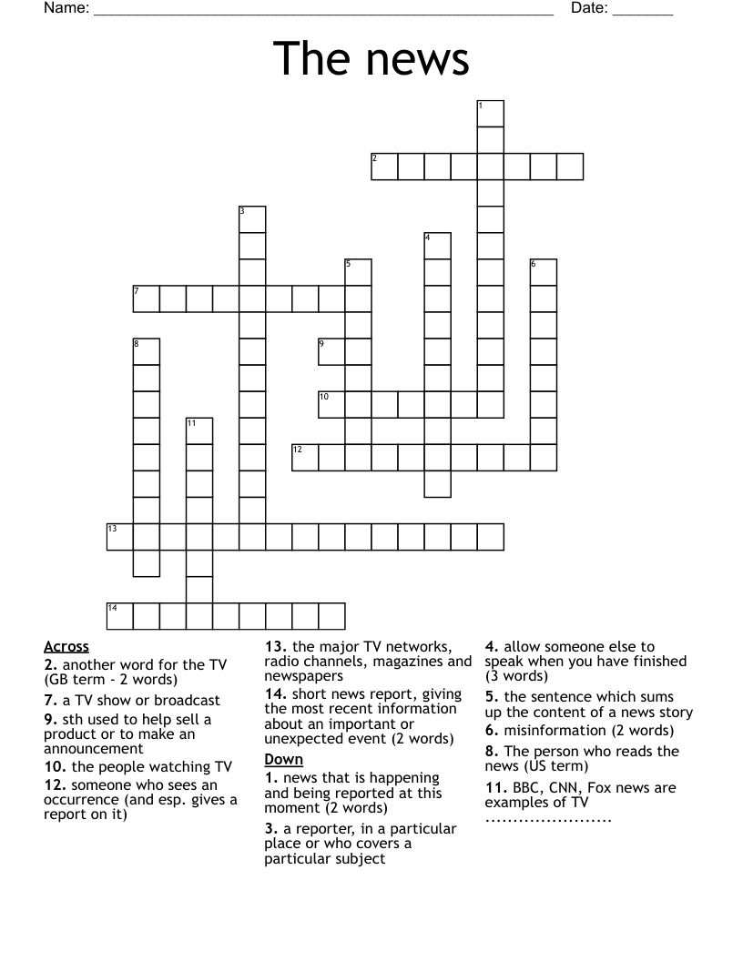 The news Crossword