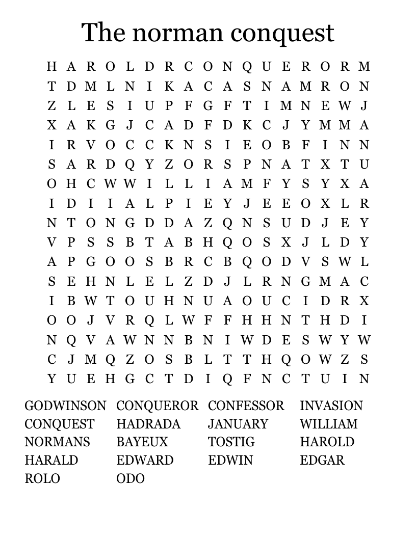 The norman conquest Word Search