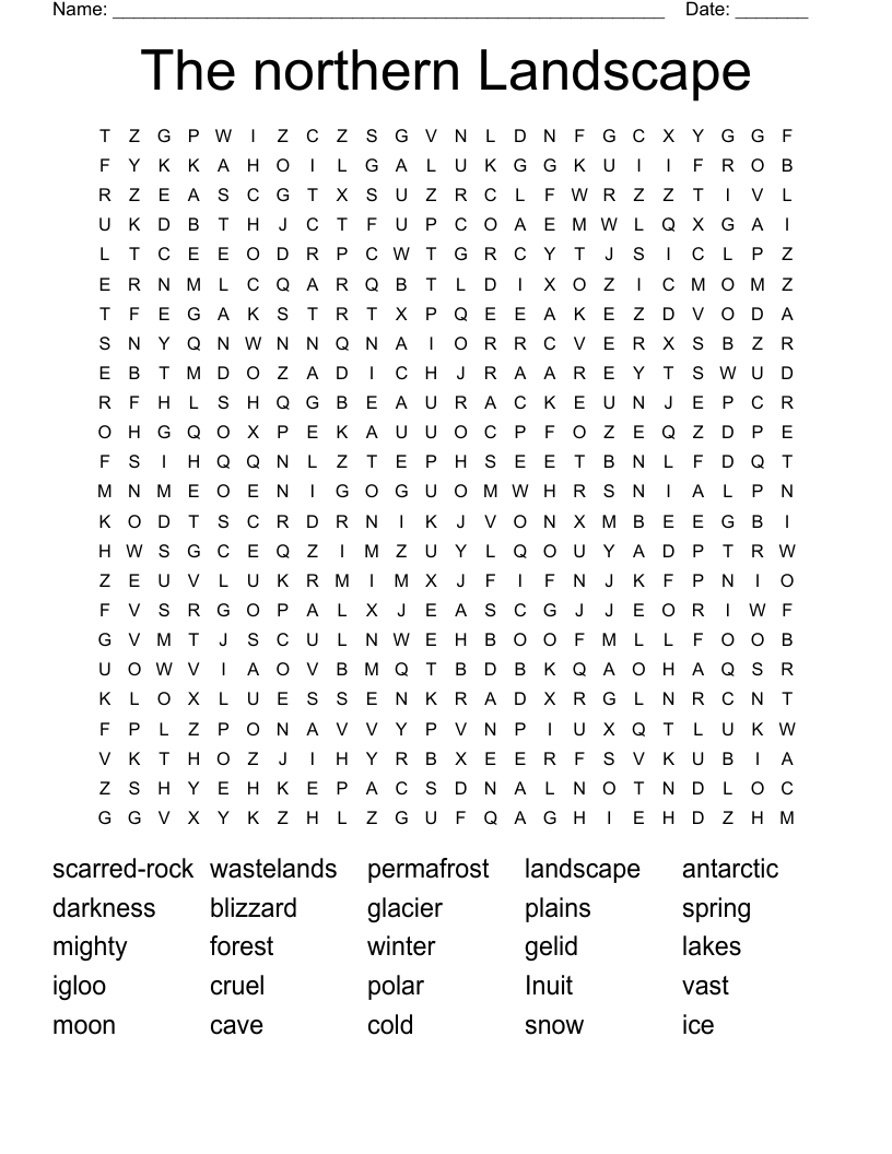 The northern Landscape Word Search