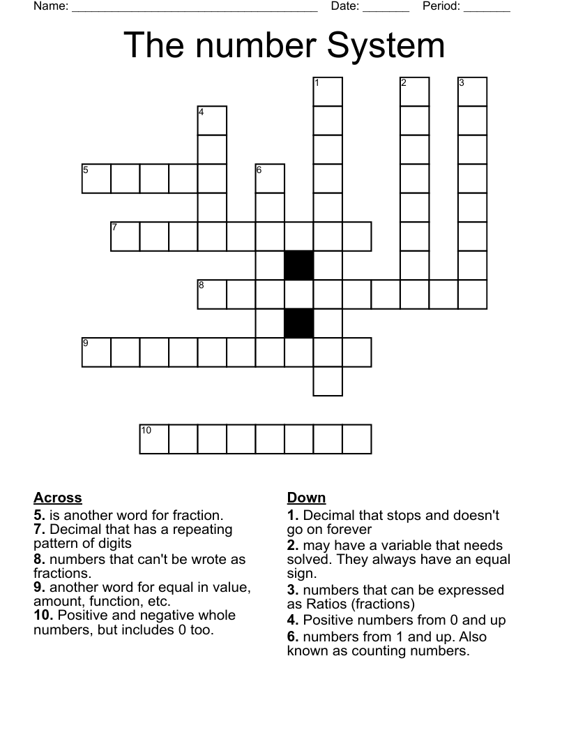 The number System Crossword