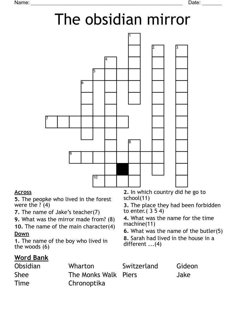 The obsidian mirror Crossword