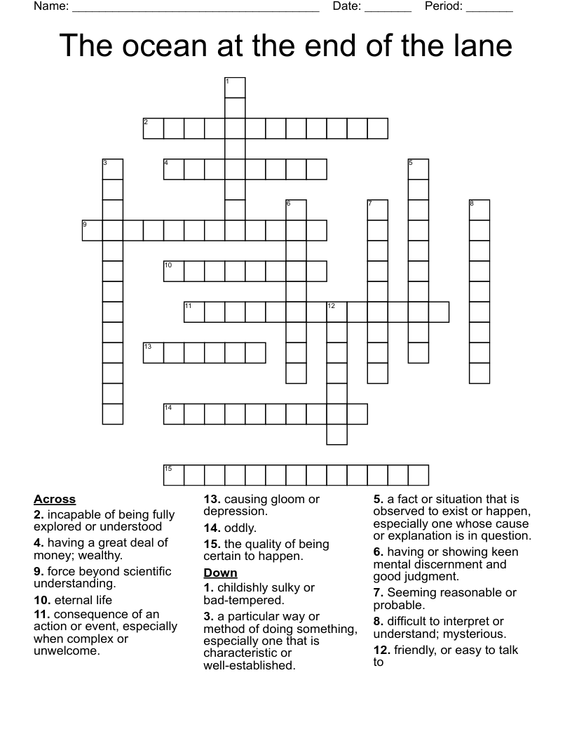 The ocean at the end of the lane Crossword