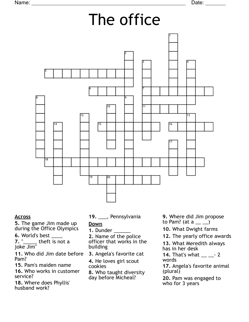 The office Crossword