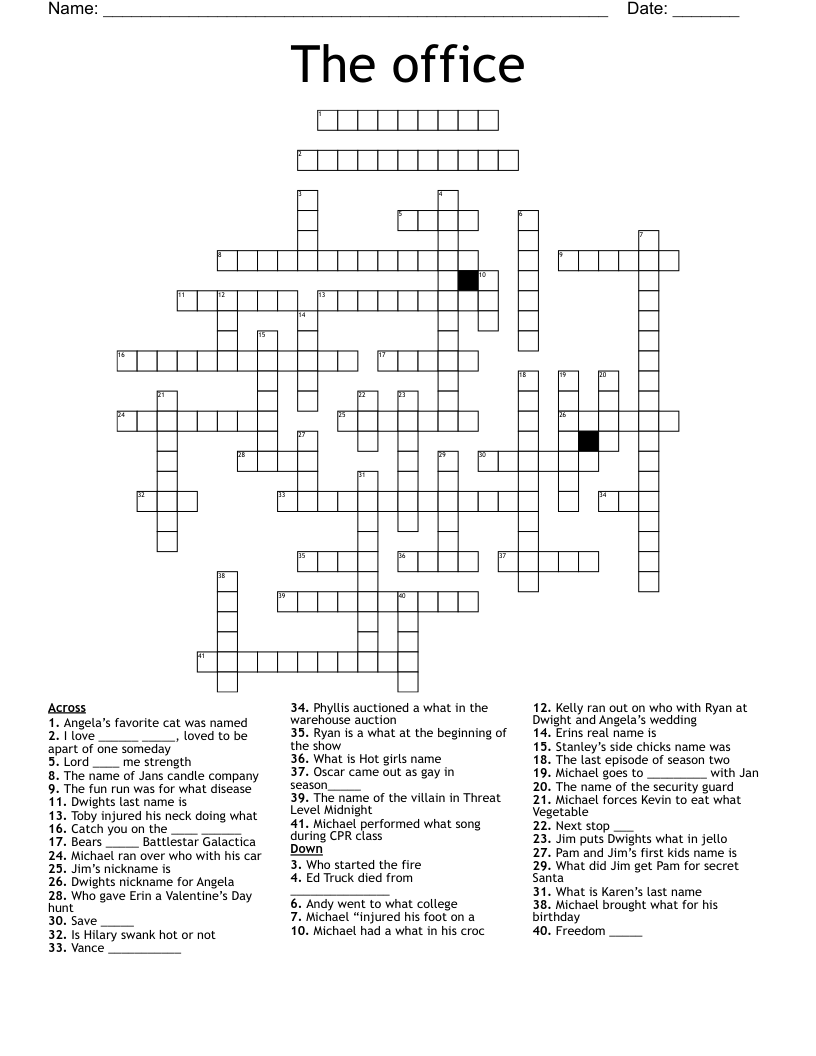 The office Crossword