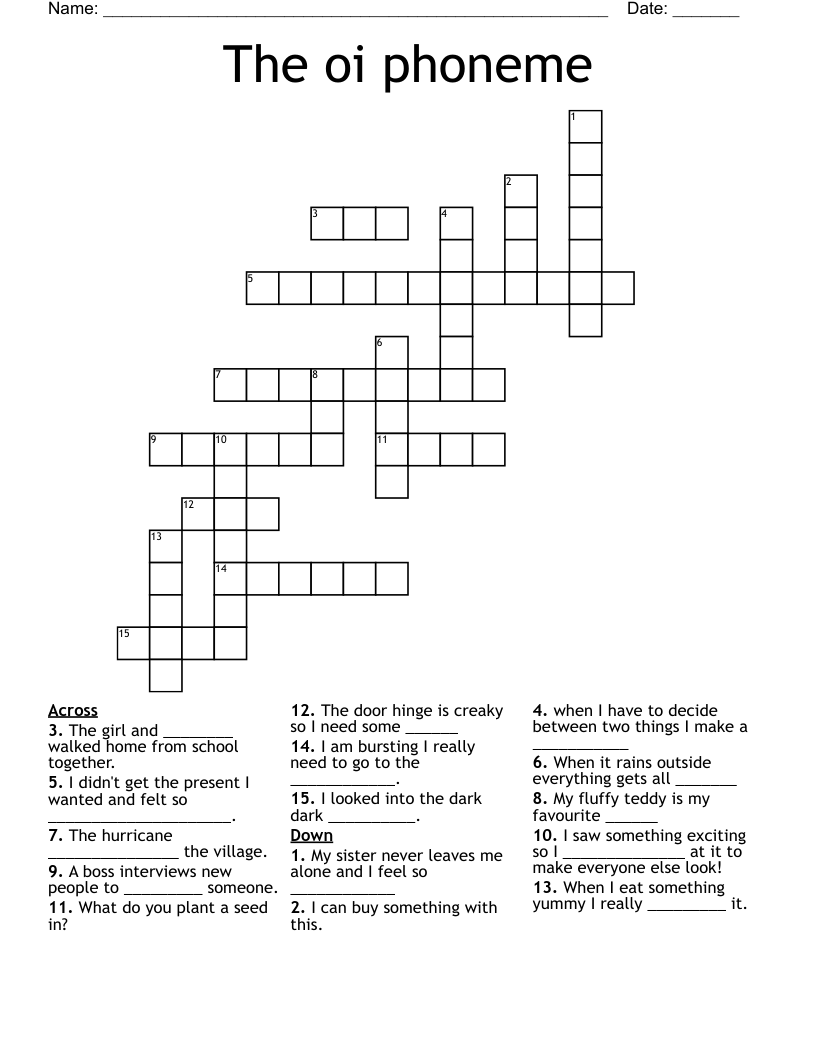 The oi phoneme Crossword