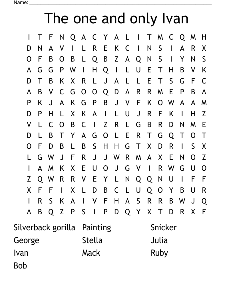 The one and only Ivan Word Search
