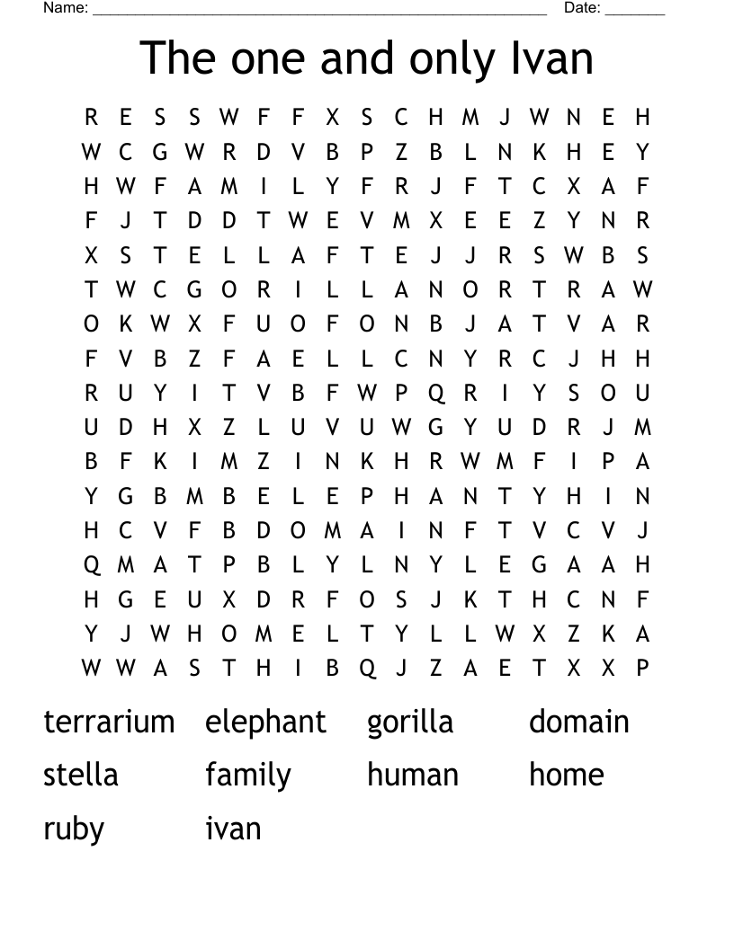 The one and only Ivan Word Search