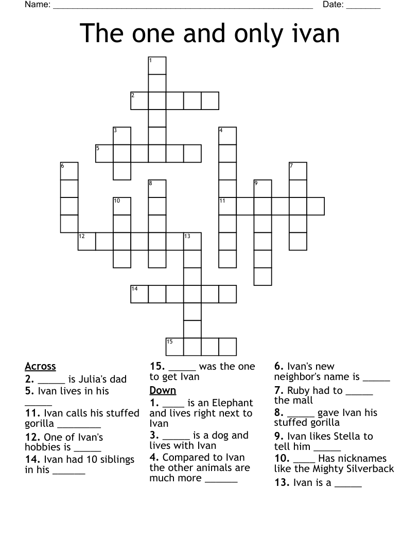The one and only ivan Crossword