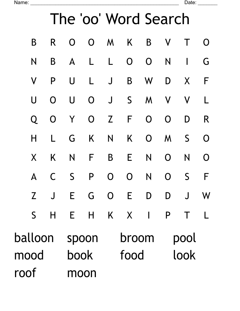 The 'oo' Word Search