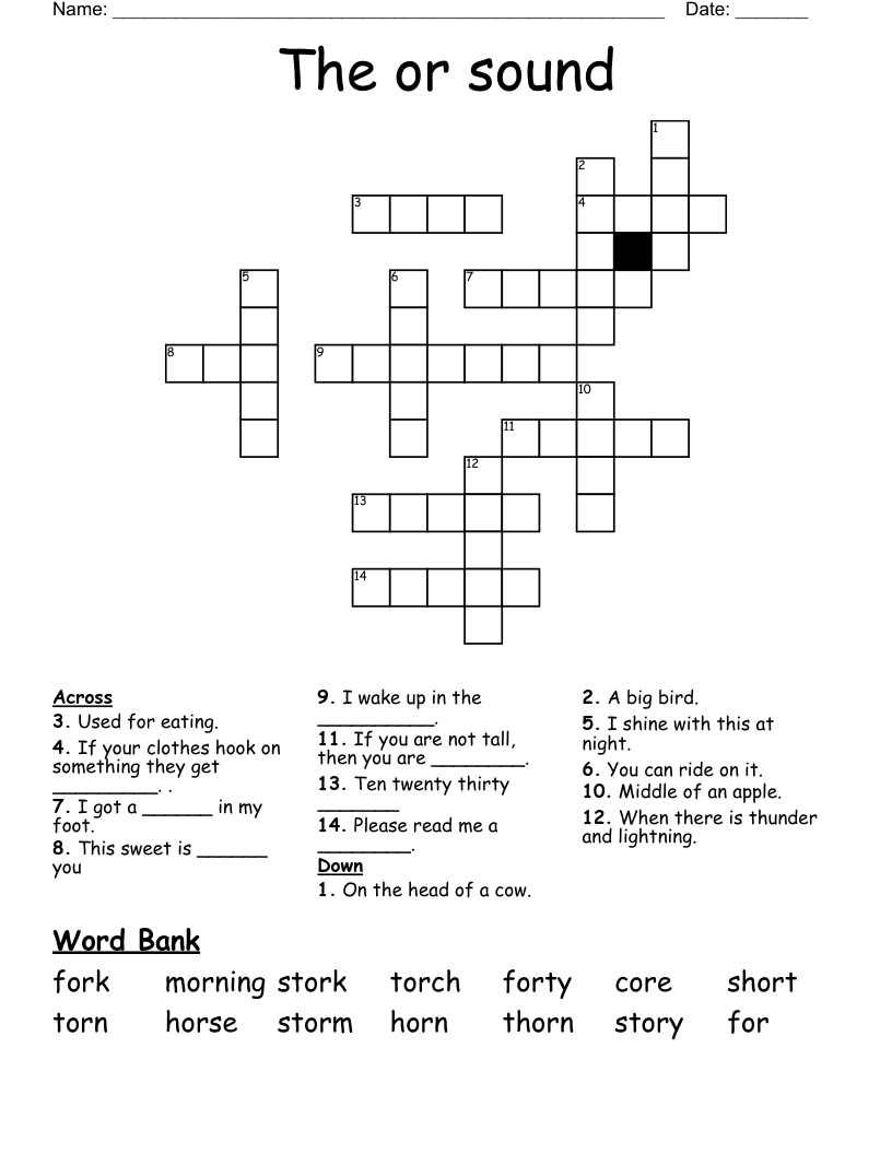 The or sound Crossword