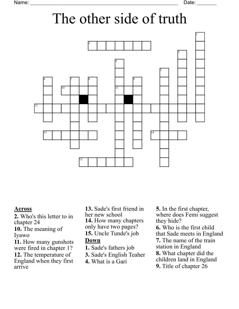 The other side of truth Crossword