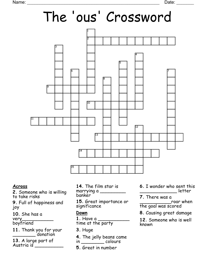 The 'ous' Crossword
