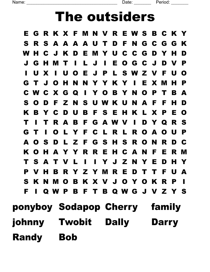 The outsiders Word Search
