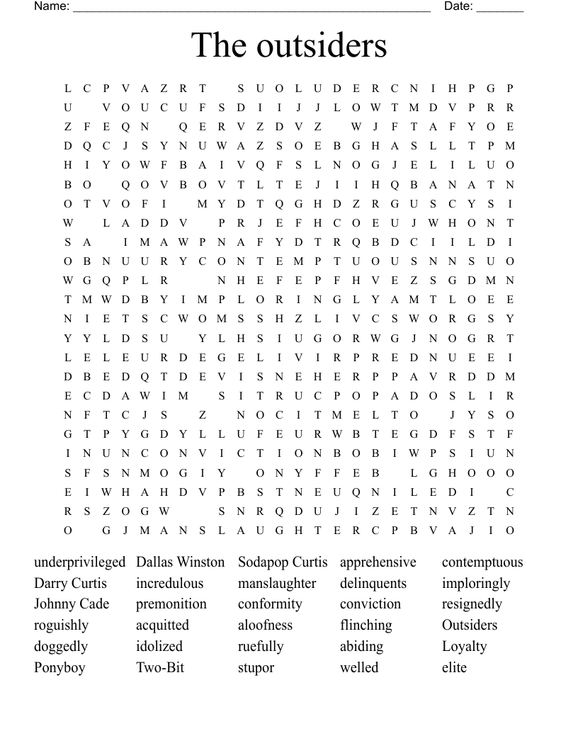 The outsiders Word Search