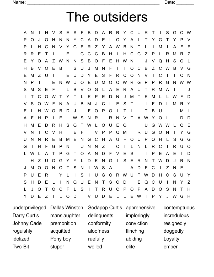 The outsiders Word Search