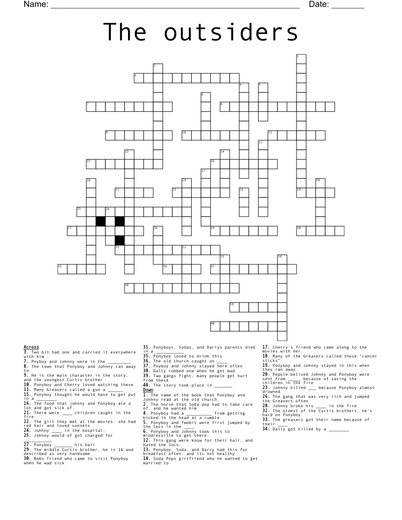 The outsiders Crossword
